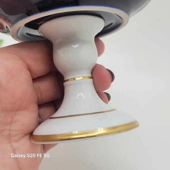 Vintage Jlmenau Graf Von Henneberg Porcelain Pedestal Compote Candy Nut Dish - Picture 6 of 13